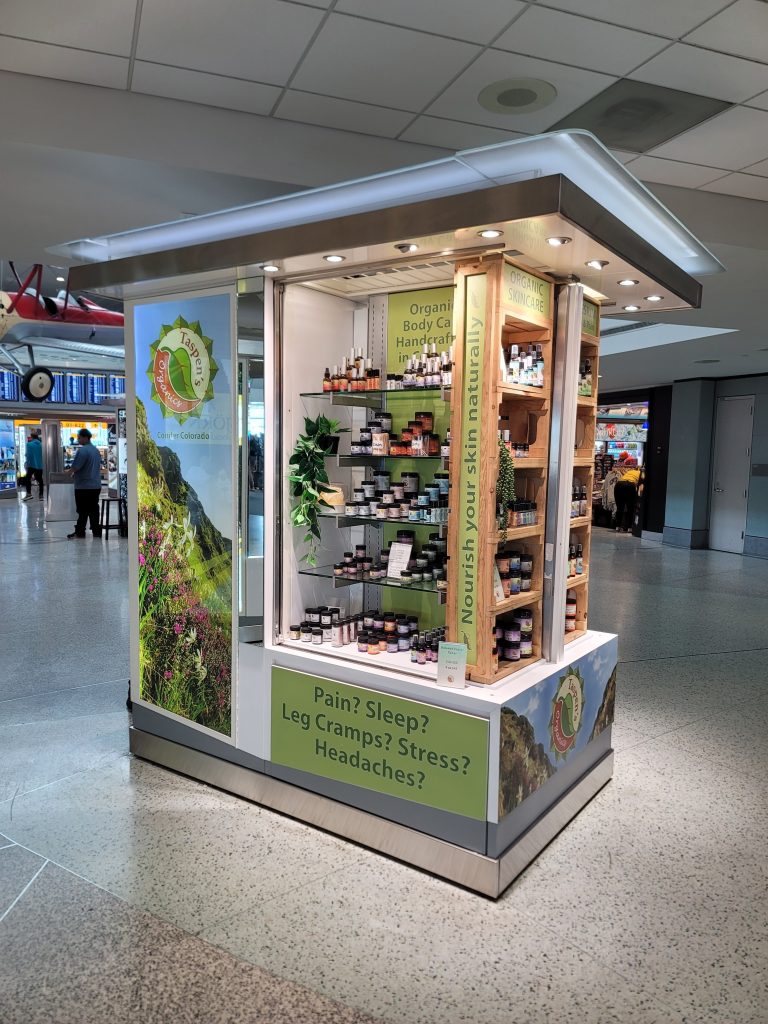 Taspen's Organics kiosk is on B Gates