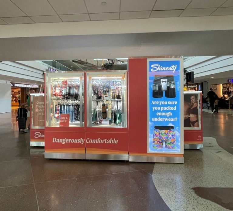 The Shinesty kiosk is on B Gates