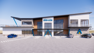 Rendering photo of Elevate - a new travel convenience center that is being built along the Peña Boulevard Corridor Near 75th Avenue.