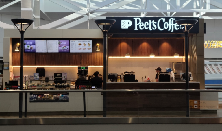 Peet's Coffee is on B Gates, Center Core Mezzanine