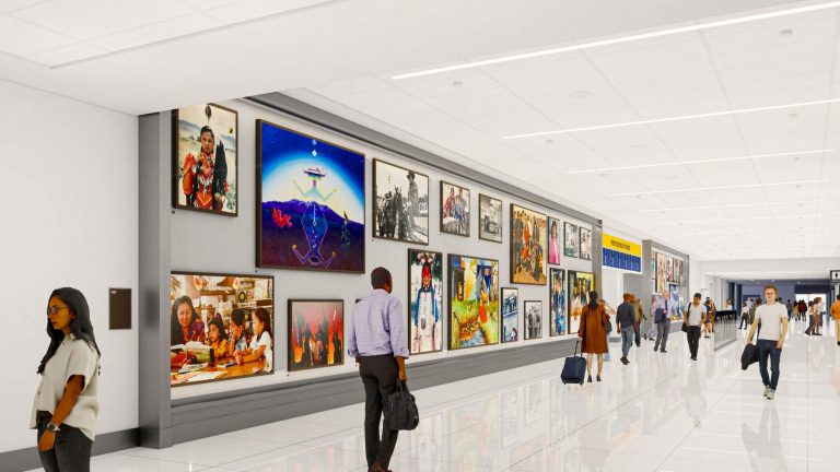 A rendering of the future Great Hall in Jeppesen Terminal