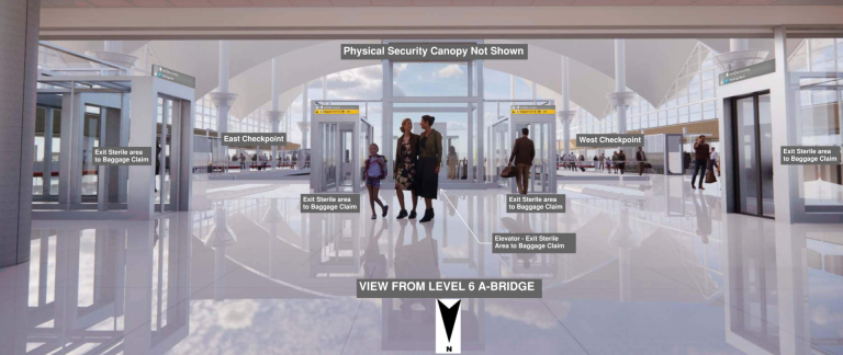 A rendering of the future Great Hall in Jeppesen Terminal