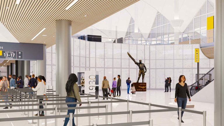 A rendering of the future Great Hall in Jeppesen Terminal