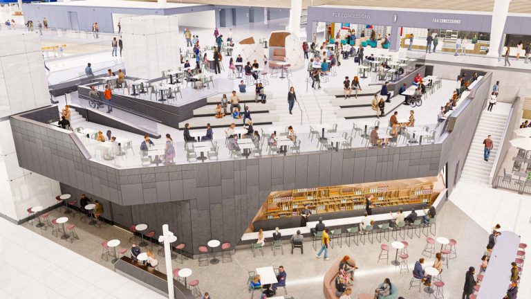 A rendering of the future Great Hall in Jeppesen Terminal