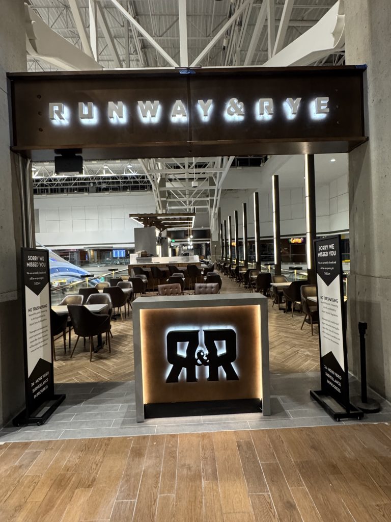 Runways & Rye is on B Gates, Center Core Mezzanine