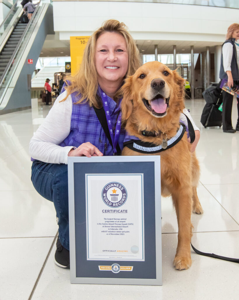 As of December 2021, the DEN CATS hold the Guinness Book of World Records for largest therapy animal program at an airport.
