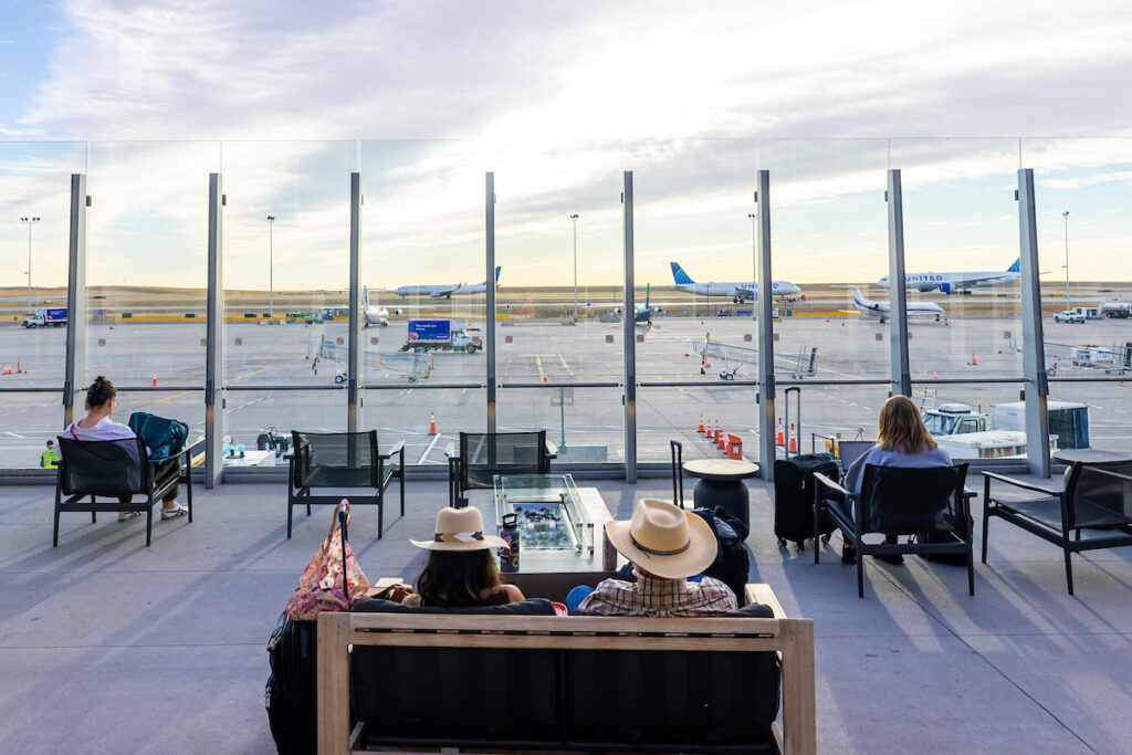 Passengers on the C Gates east patio enjoy fabulous prairie views