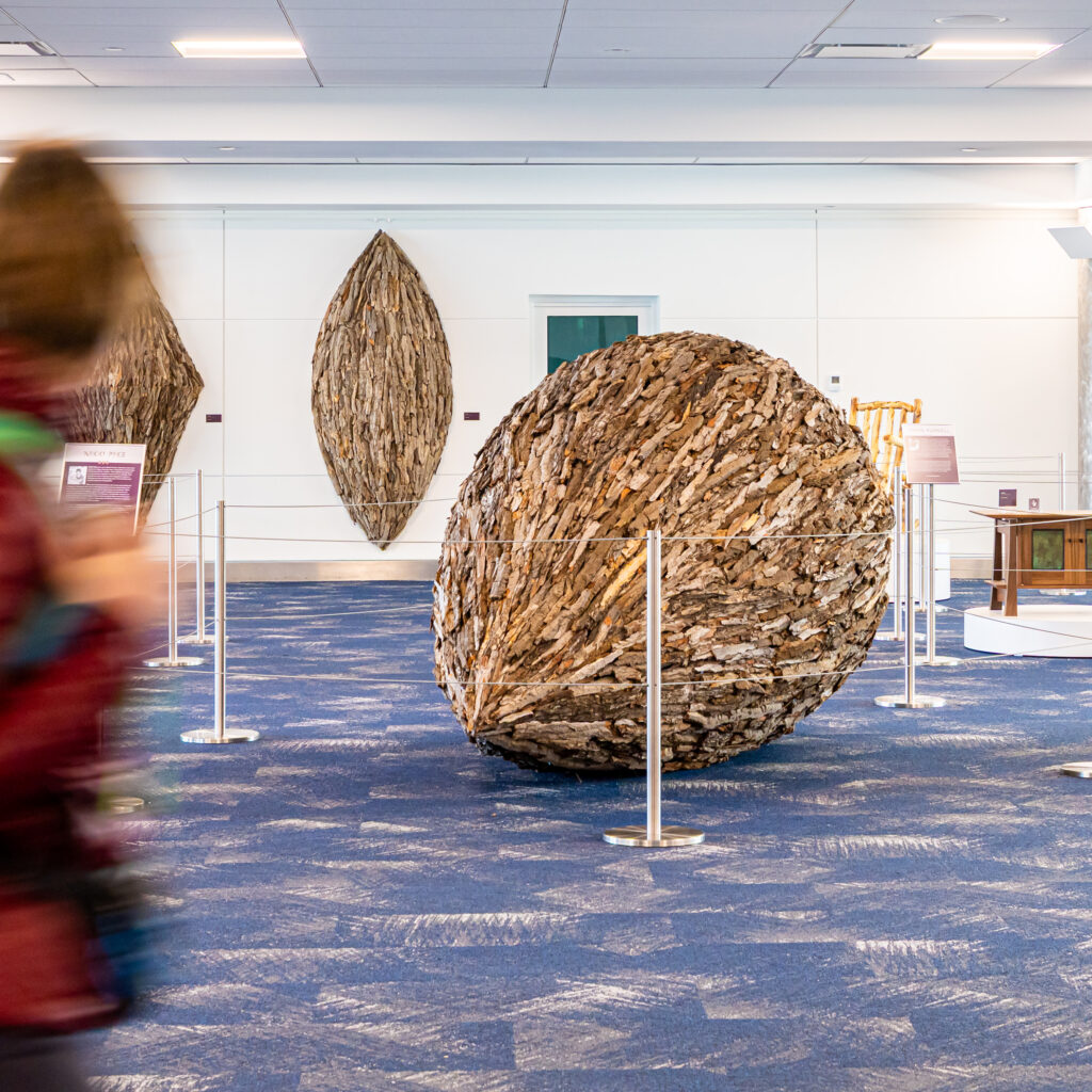 The art exhibit "A Cut Above" is one of many exhibit travelers can enjoy on their walk to A Gates via the bridge
