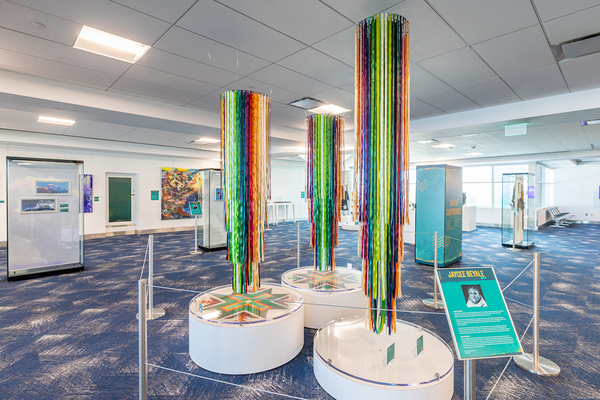 The Lines of Continuance art exhibit is displayed in the Ansbacher Hall gallery on A Bridge
